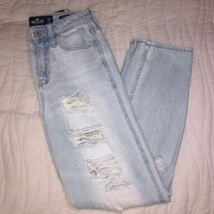 Ripped high rise mom jeans
